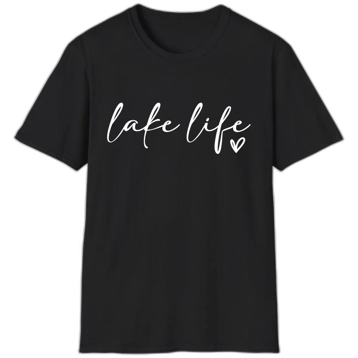 Lake Life Script Design T-Shirt in Black