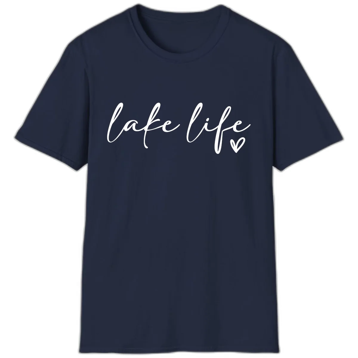 Lake Life Script Design T-Shirt in Navy