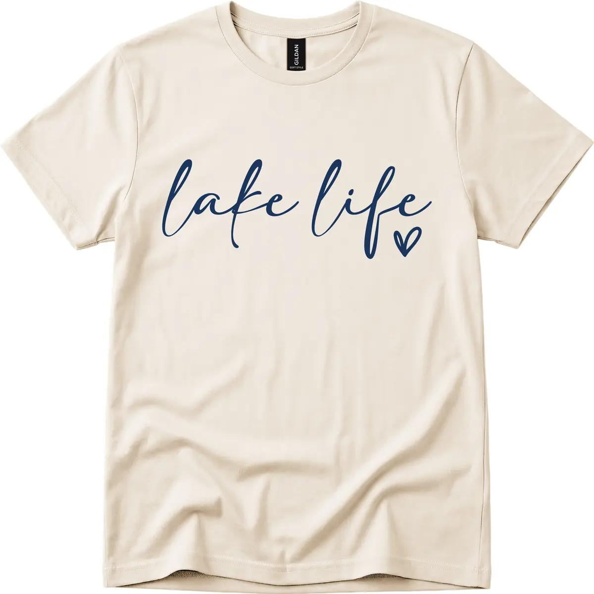 Lake Life Script Design T-Shirt in Natural