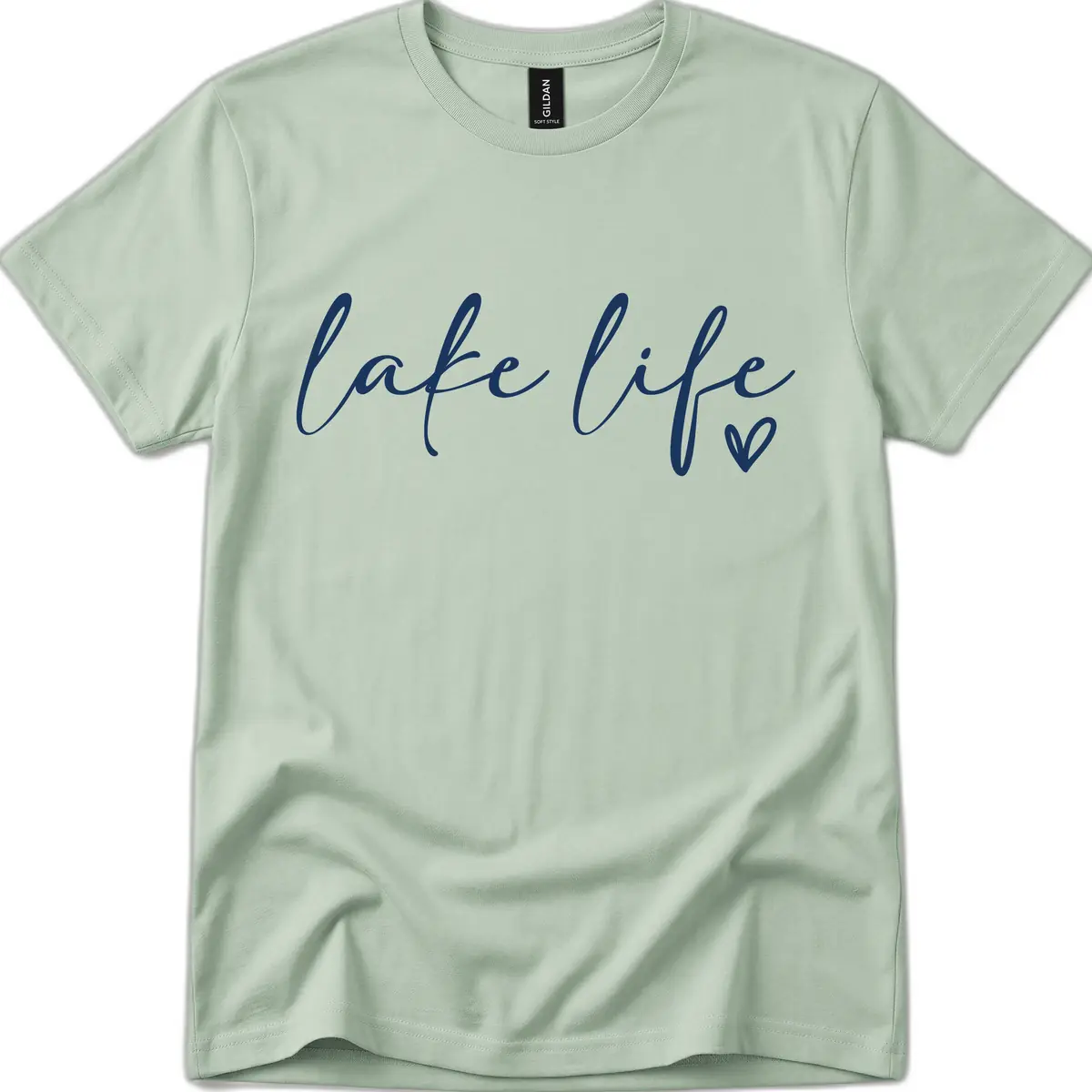 Lake Life Script Design T-Shirt in Sage