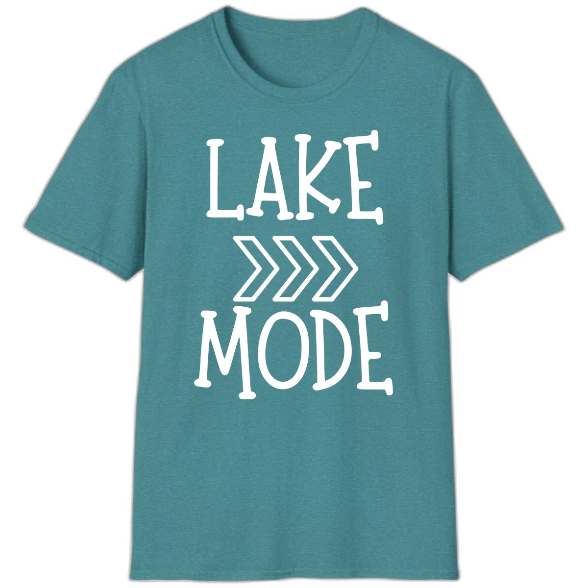 Lake Mode Arrow Design T-Shirt in Heather Galapagos Blue