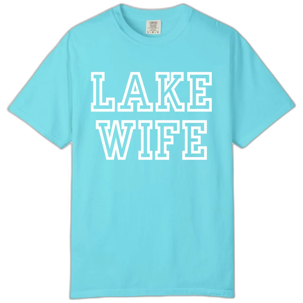 Lake Wife Collegiate Style Comfort Color in Lagoon Blue