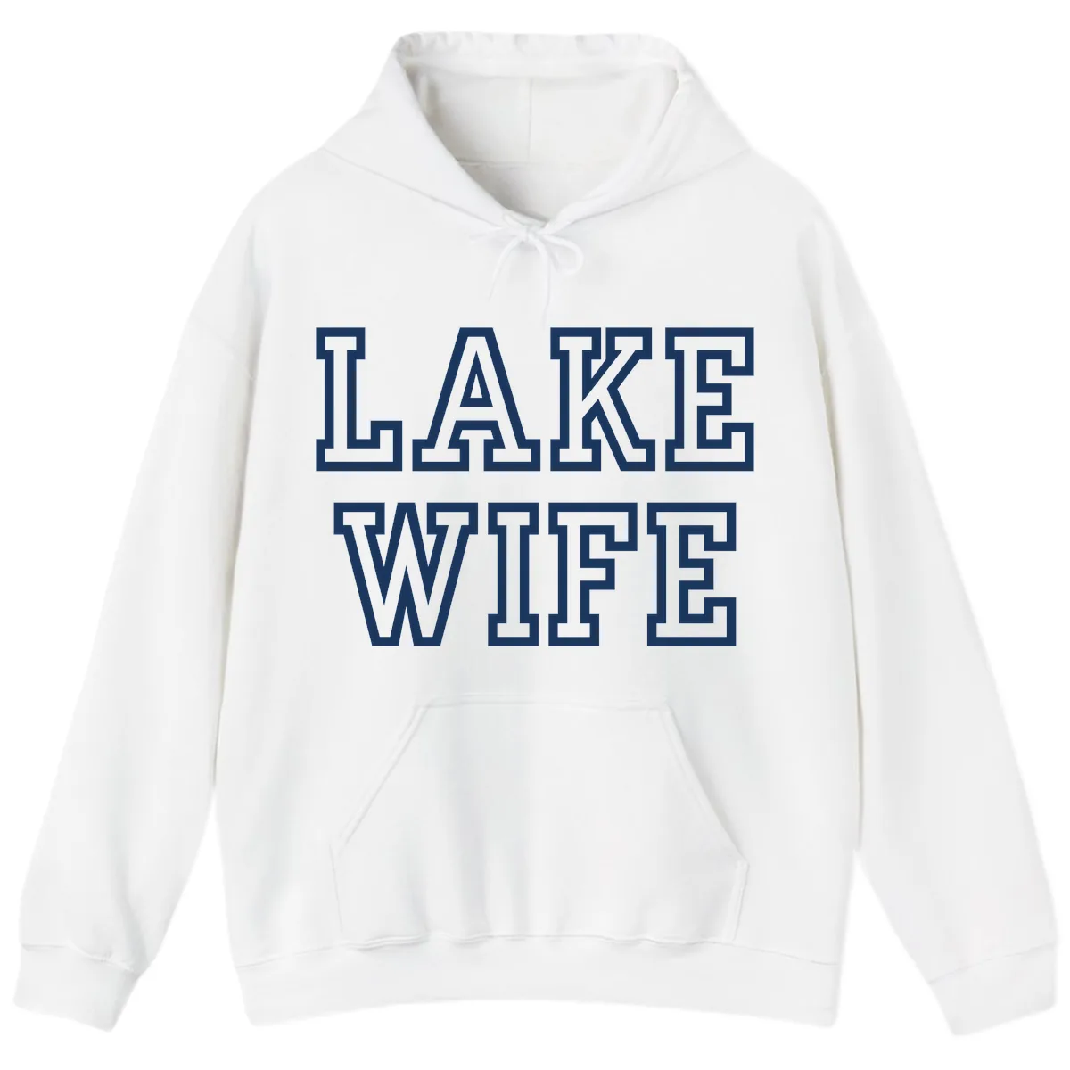 Lake Wife Collegiate Style Hoodie in White