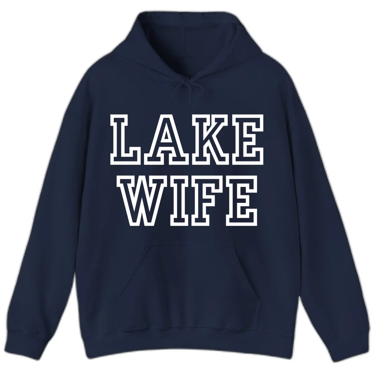 Lake Wife Collegiate Style Hoodie in Navy