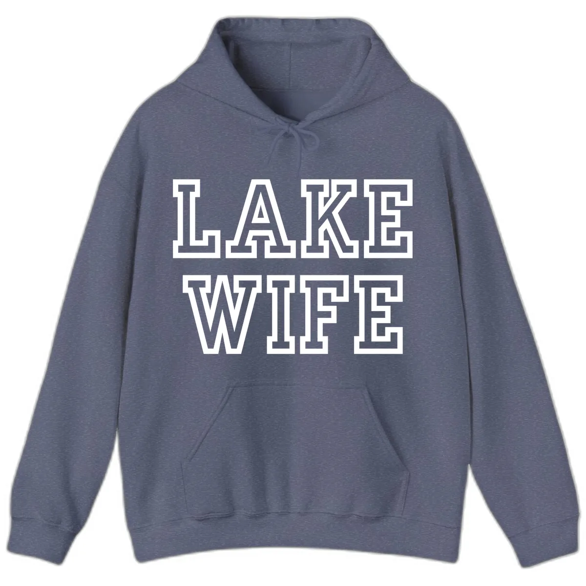 Lake Wife Collegiate Style Hoodie in Heather Navy