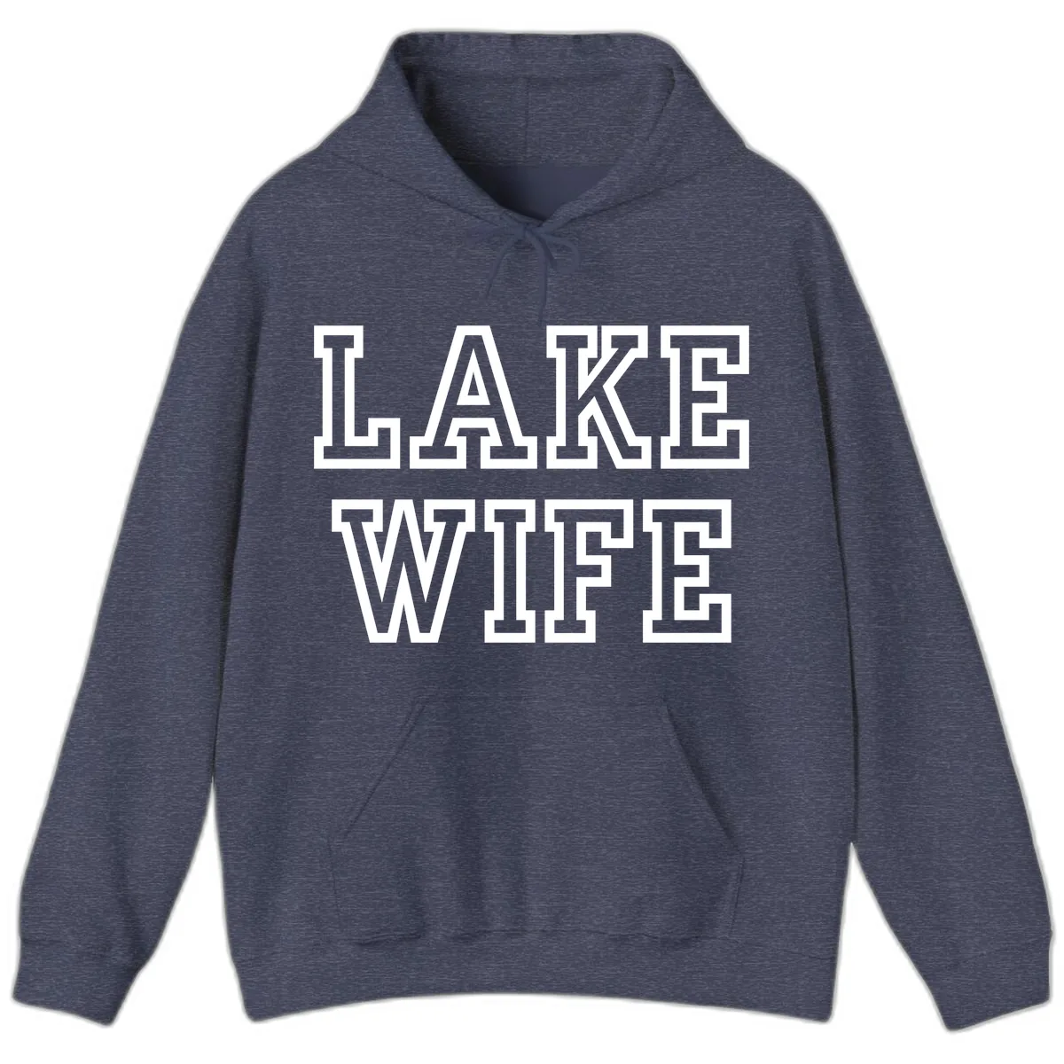 Lake Wife Collegiate Style Hoodie in Heather Sport Dark Navy