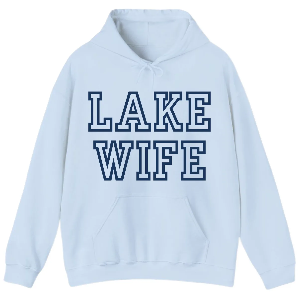 Lake Wife Collegiate Style Hoodie in Light Blue