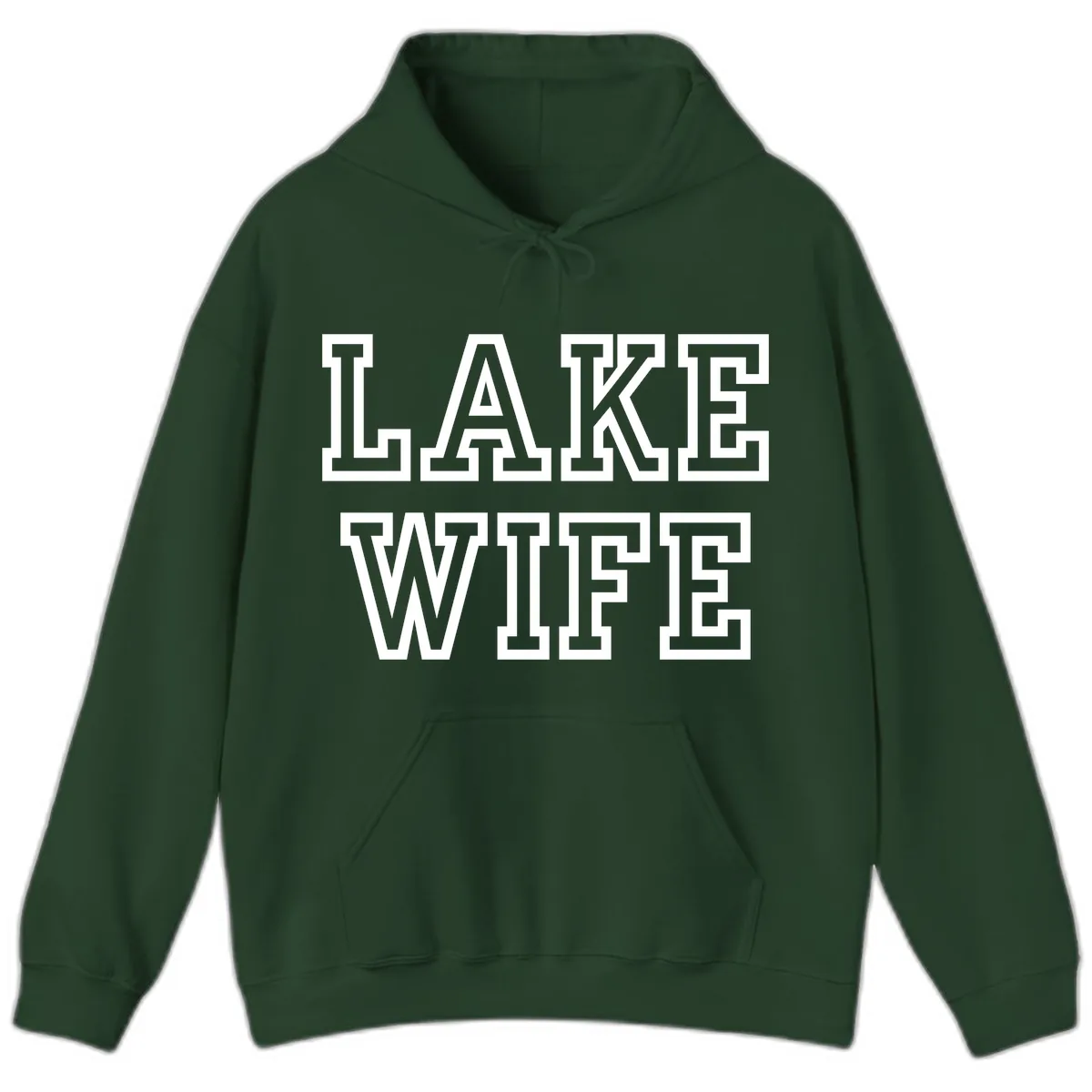Lake Wife Collegiate Style Hoodie in Forest Green