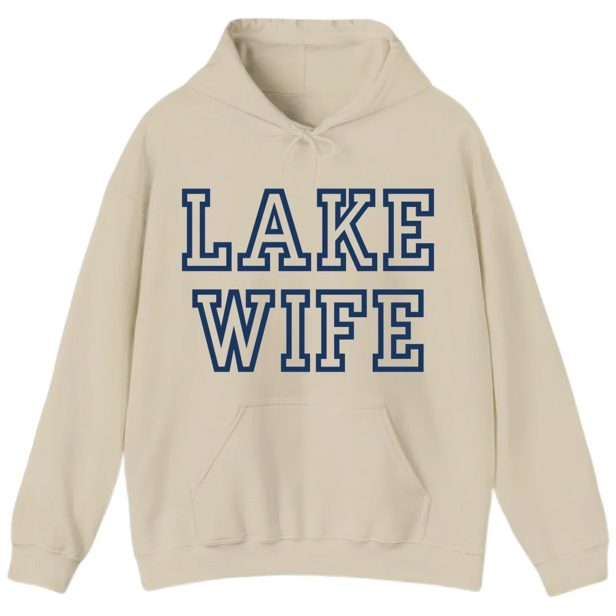 Lake Wife Collegiate Style Hoodie in Sand