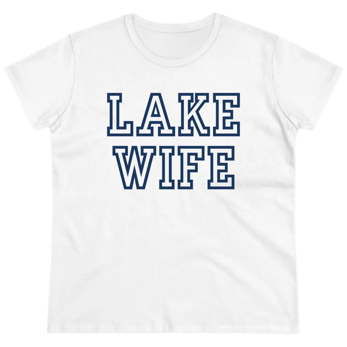 Lake Wife Collegiate Style Ladies Tee in White