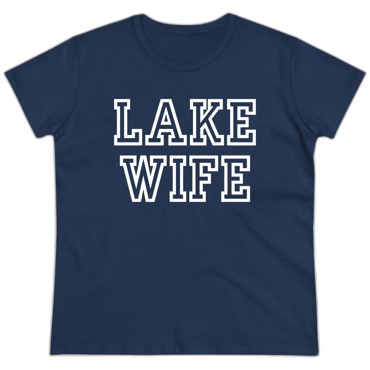 Lake Wife Collegiate Style Ladies Tee in Navy