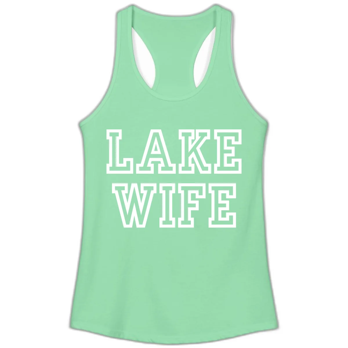 Lake Wife Collegiate Style Ladies Tank in Solid Mint