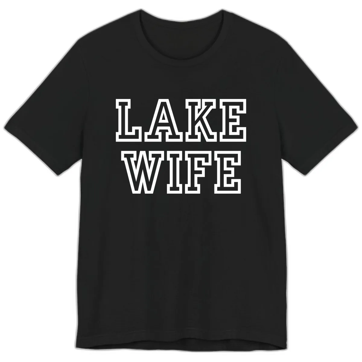 Lake Wife Collegiate Style Premium T-Shirt in Black