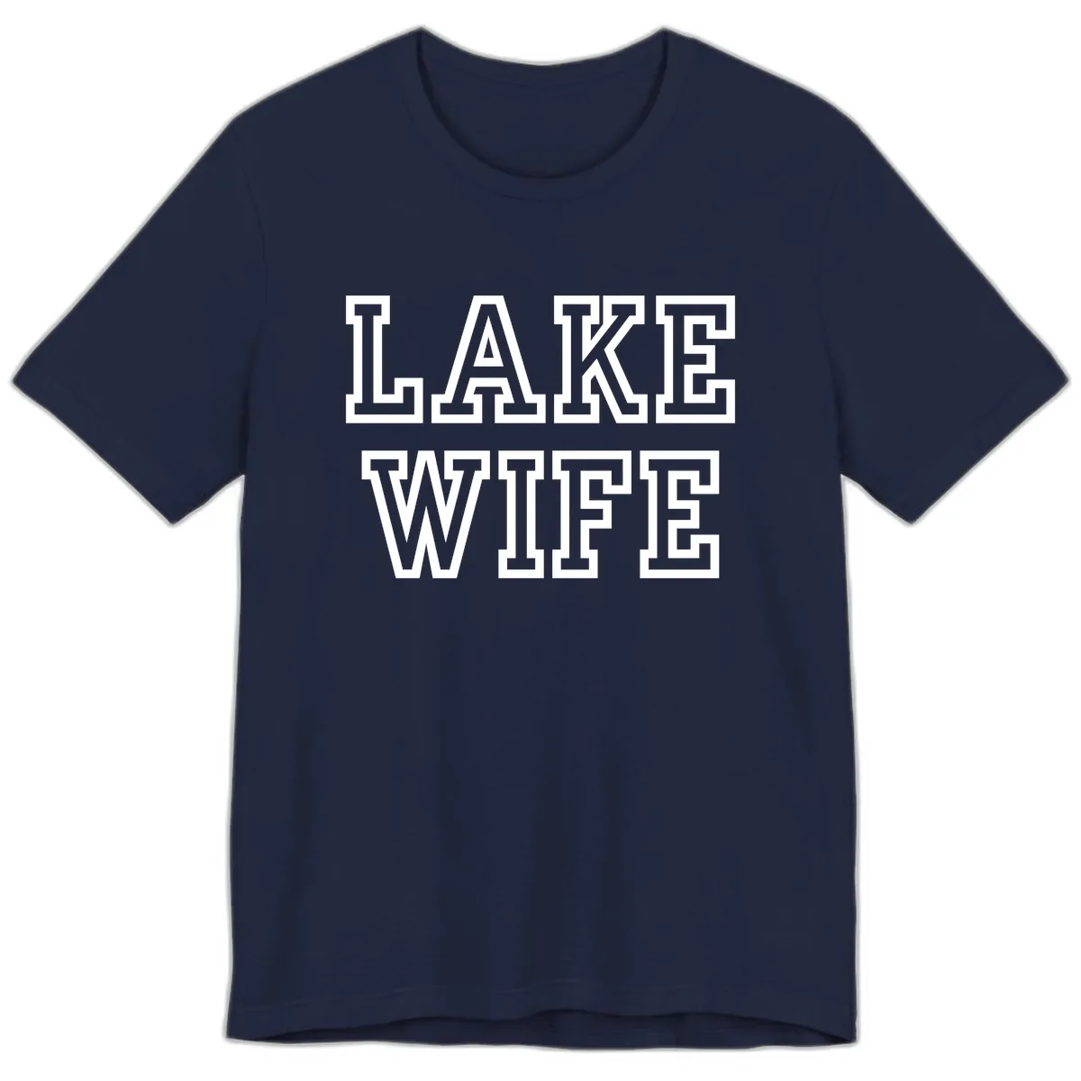 Lake Wife Collegiate Style Premium T-Shirt in Navy
