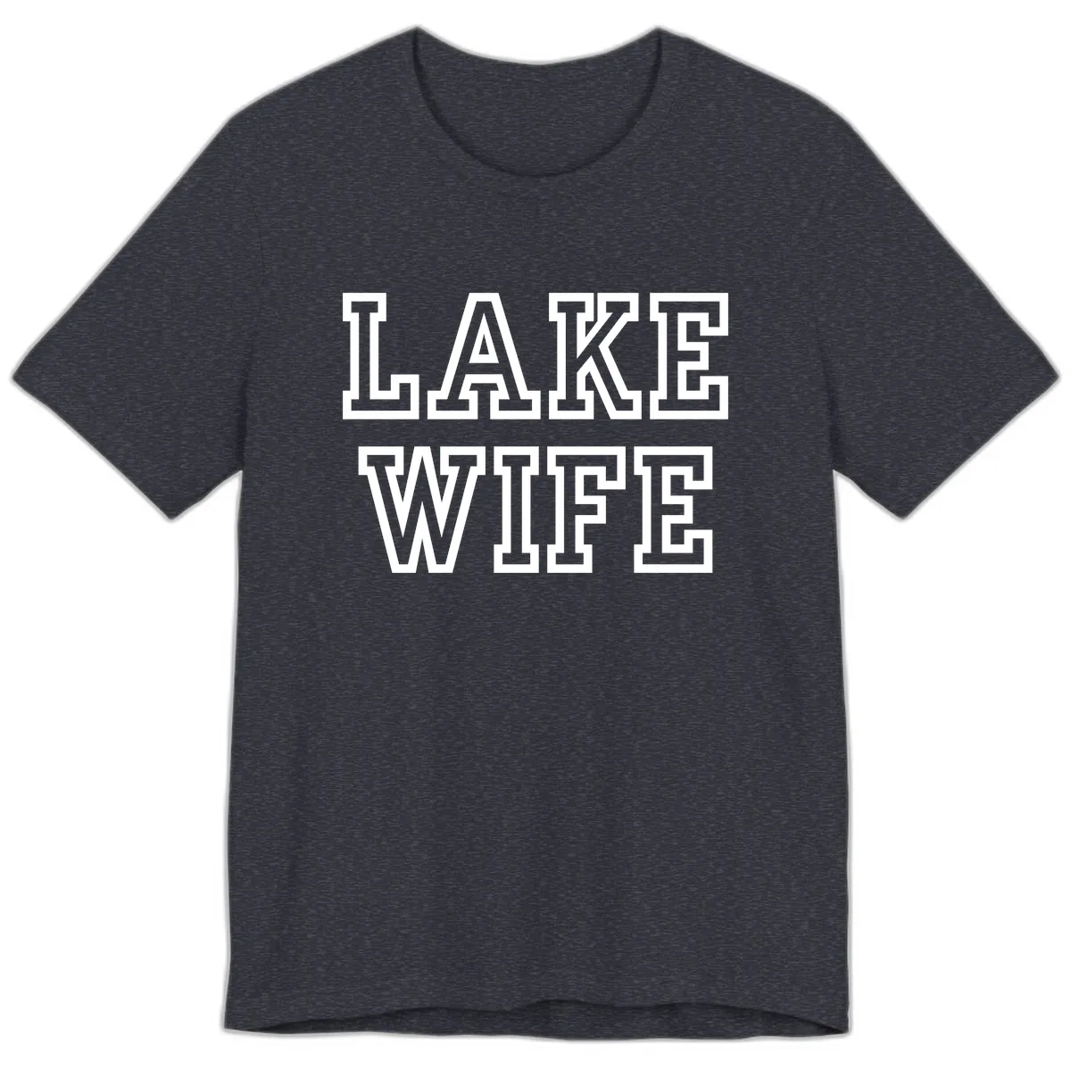 Lake Wife Collegiate Style Premium T-Shirt in Heather Navy