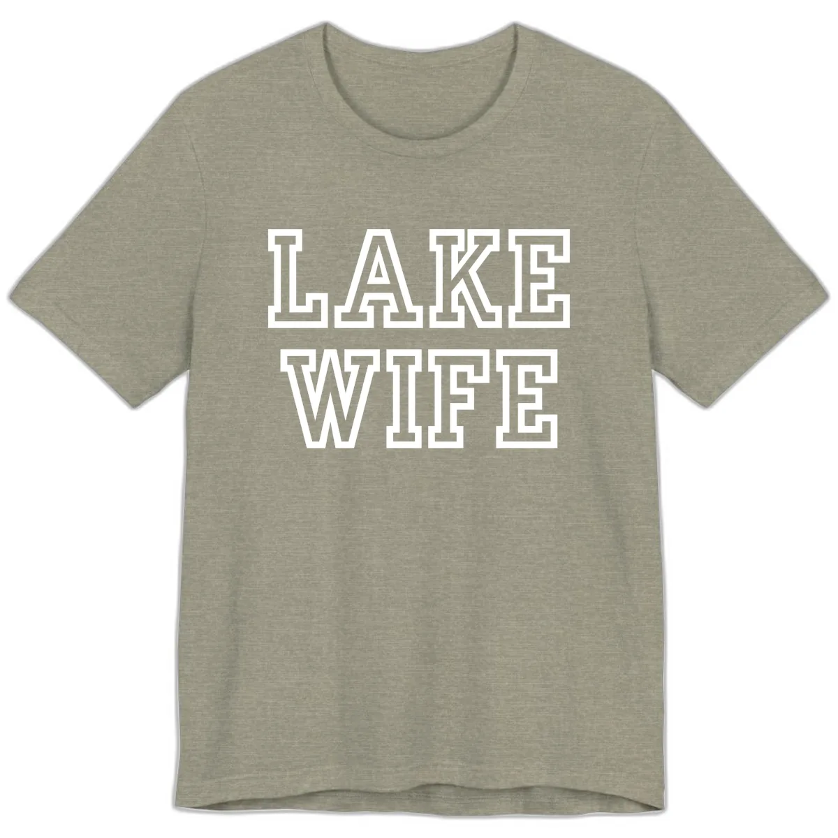 Lake Wife Collegiate Style Premium T-Shirt in Heather Stone