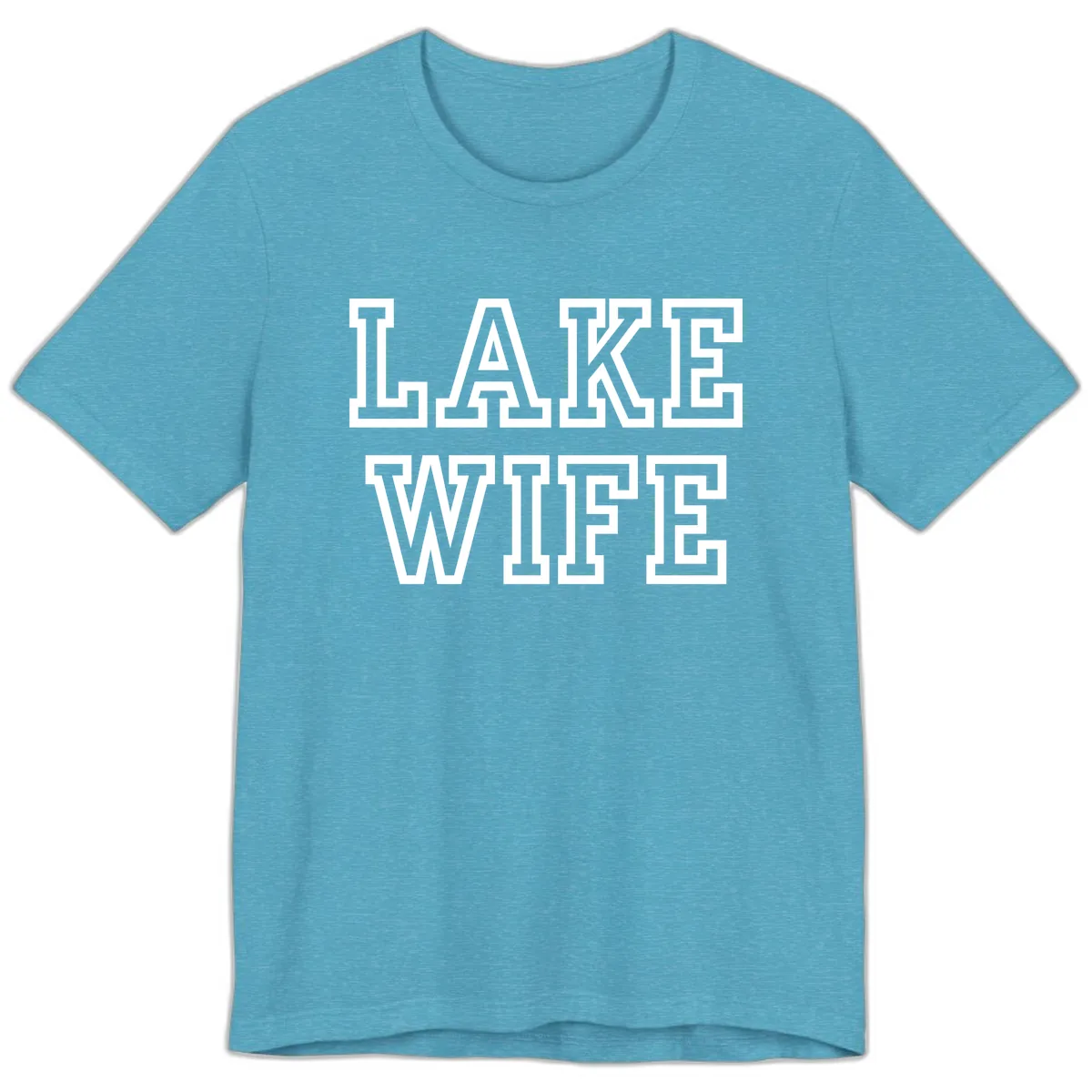 Lake Wife Collegiate Style Premium T-Shirt in Heather Aqua