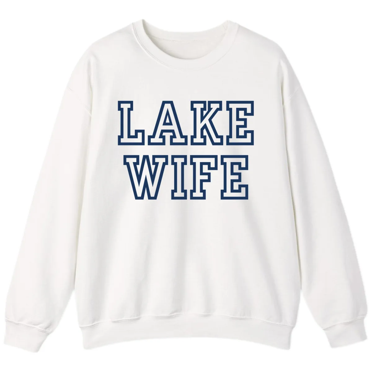 Lake Wife Collegiate Style Sweatshirt in White