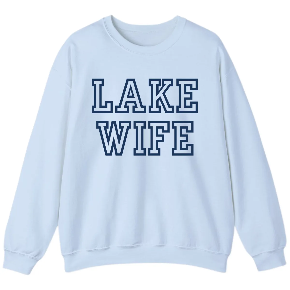 Lake Wife Collegiate Style Sweatshirt in Light Blue