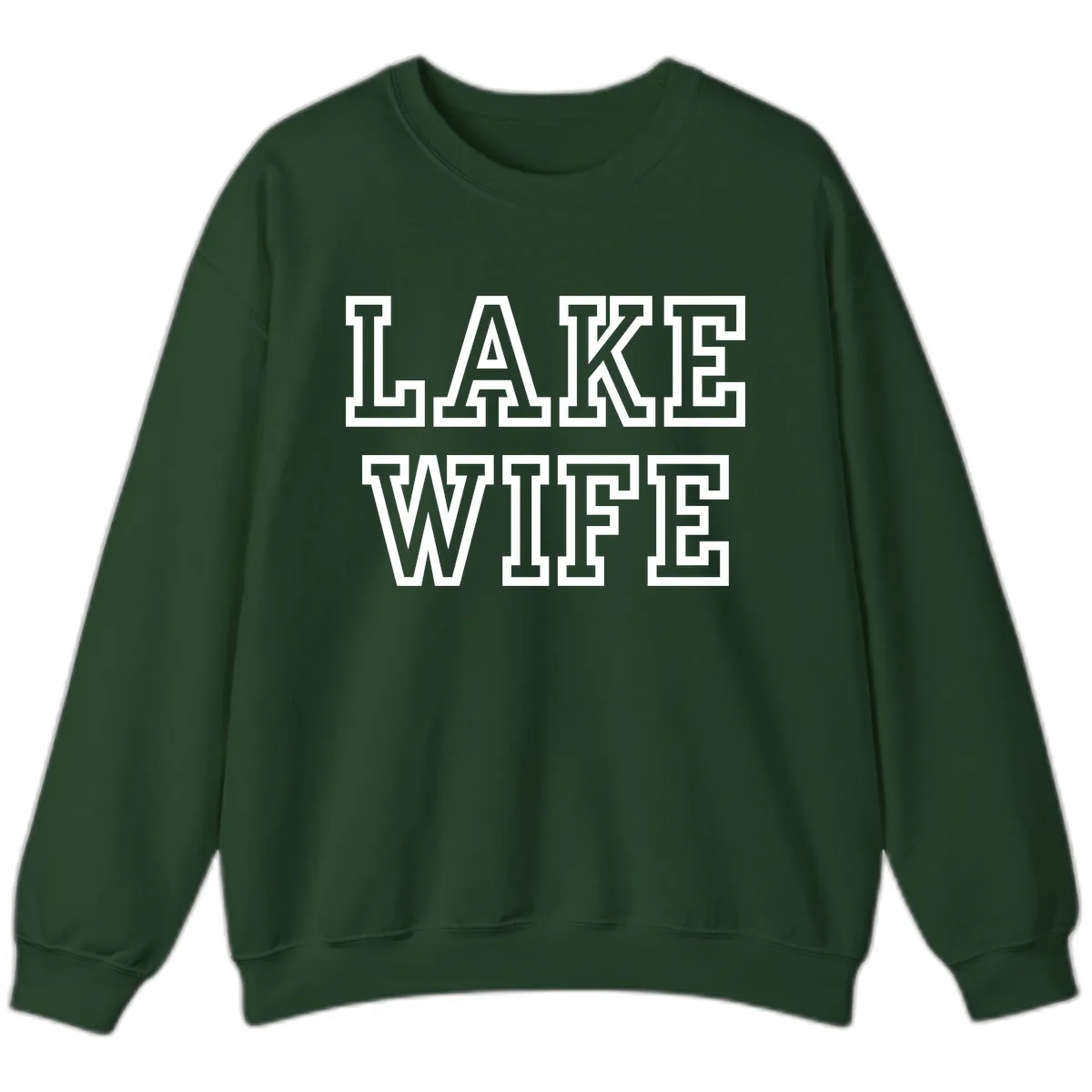 Lake Wife Collegiate Style Sweatshirt in Forest Green