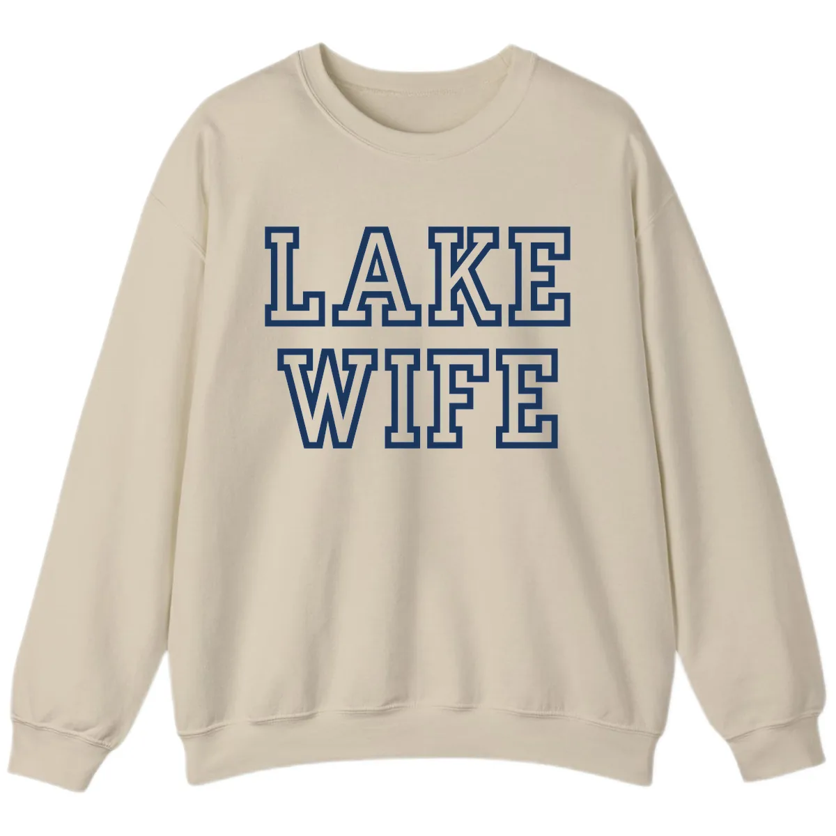 Lake Wife Collegiate Style Sweatshirt in Sand