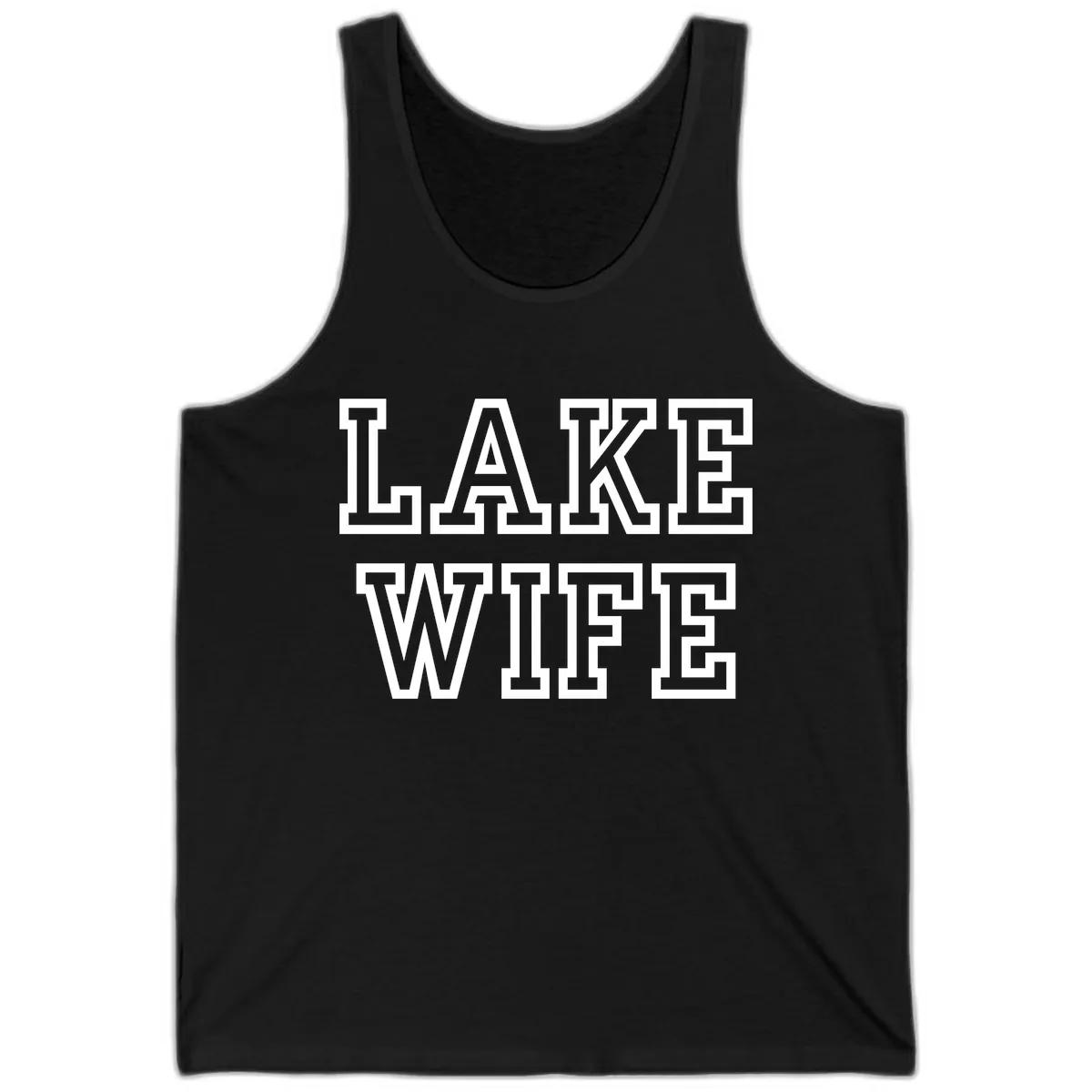 Lake Wife Collegiate Style Tank in Black