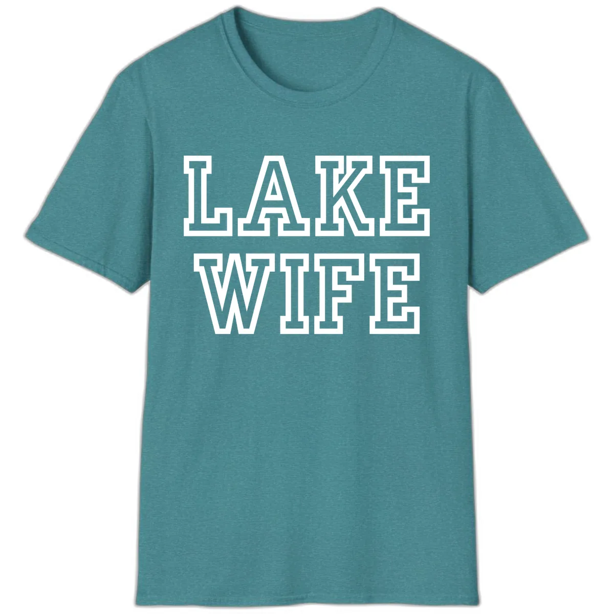Lake Wife Collegiate Style T-Shirt in Heather Galapagos Blue