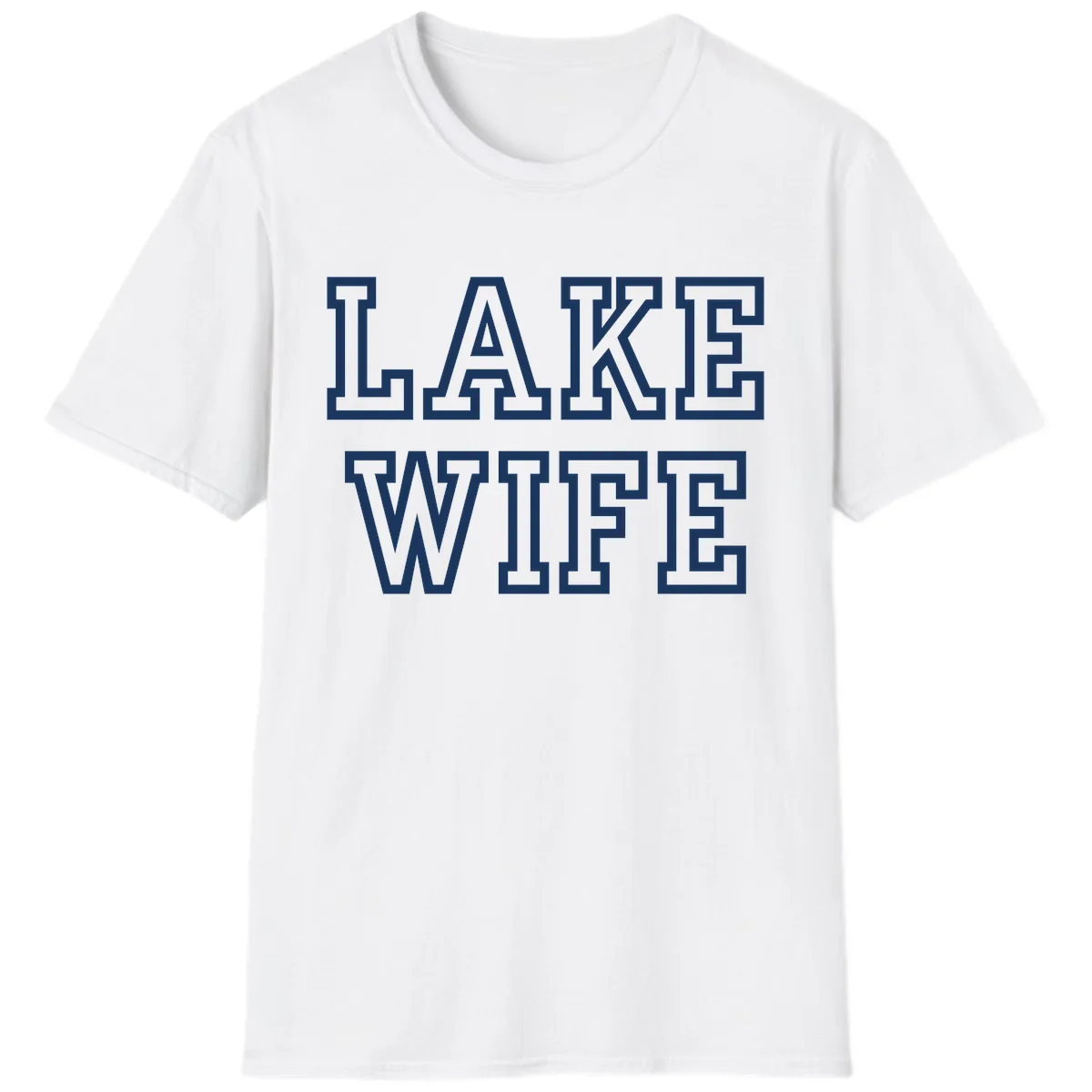 Lake Wife Collegiate Style T-Shirt in White