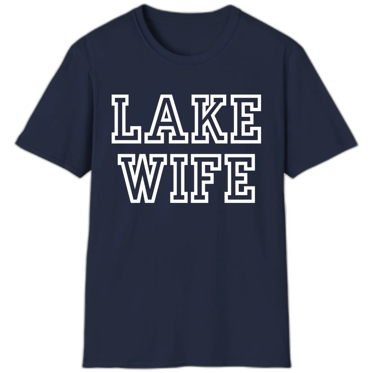 Lake Wife Collegiate Style T-Shirt in Navy