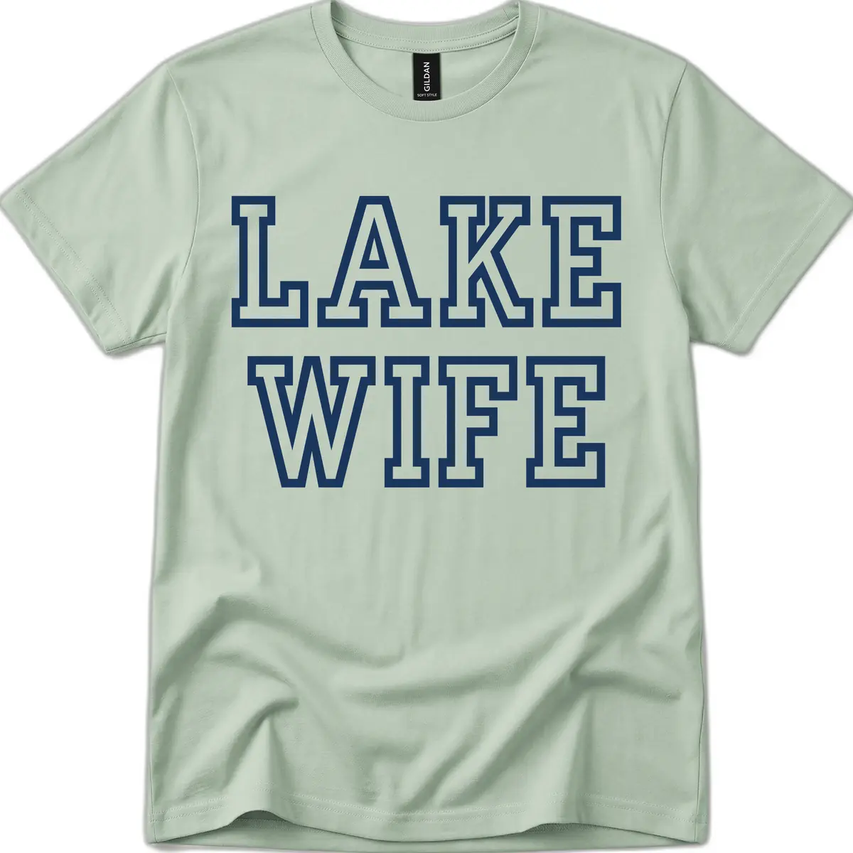 Lake Wife Collegiate Style T-Shirt in Sage