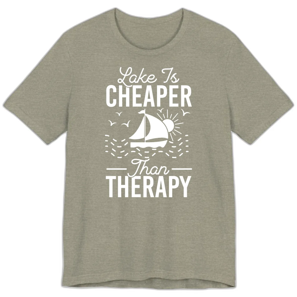 Lake Is Cheaper Than Therapy Premium T-Shirt in Heather Stone