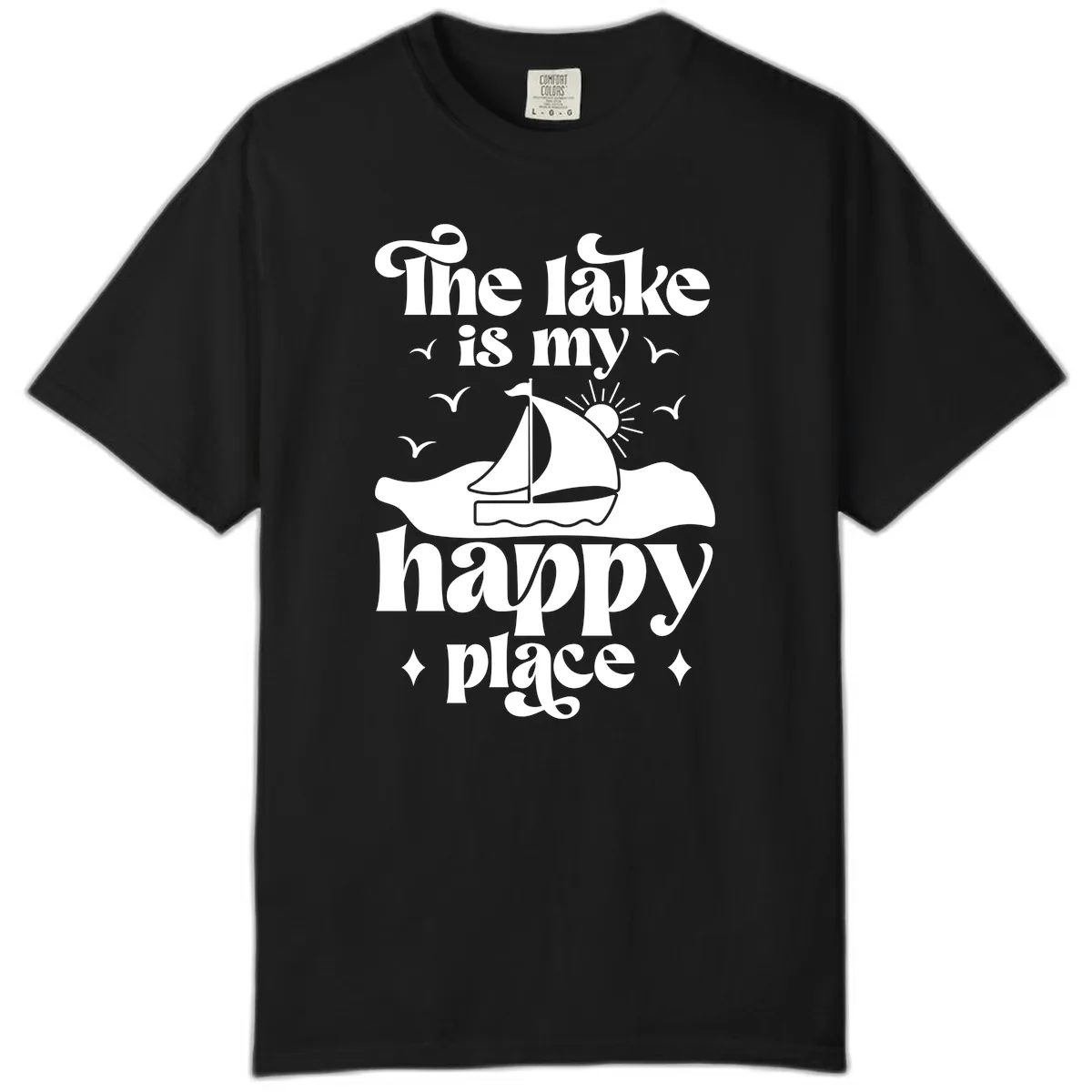 The Lake Is My Happy Place Comfort Color in Black