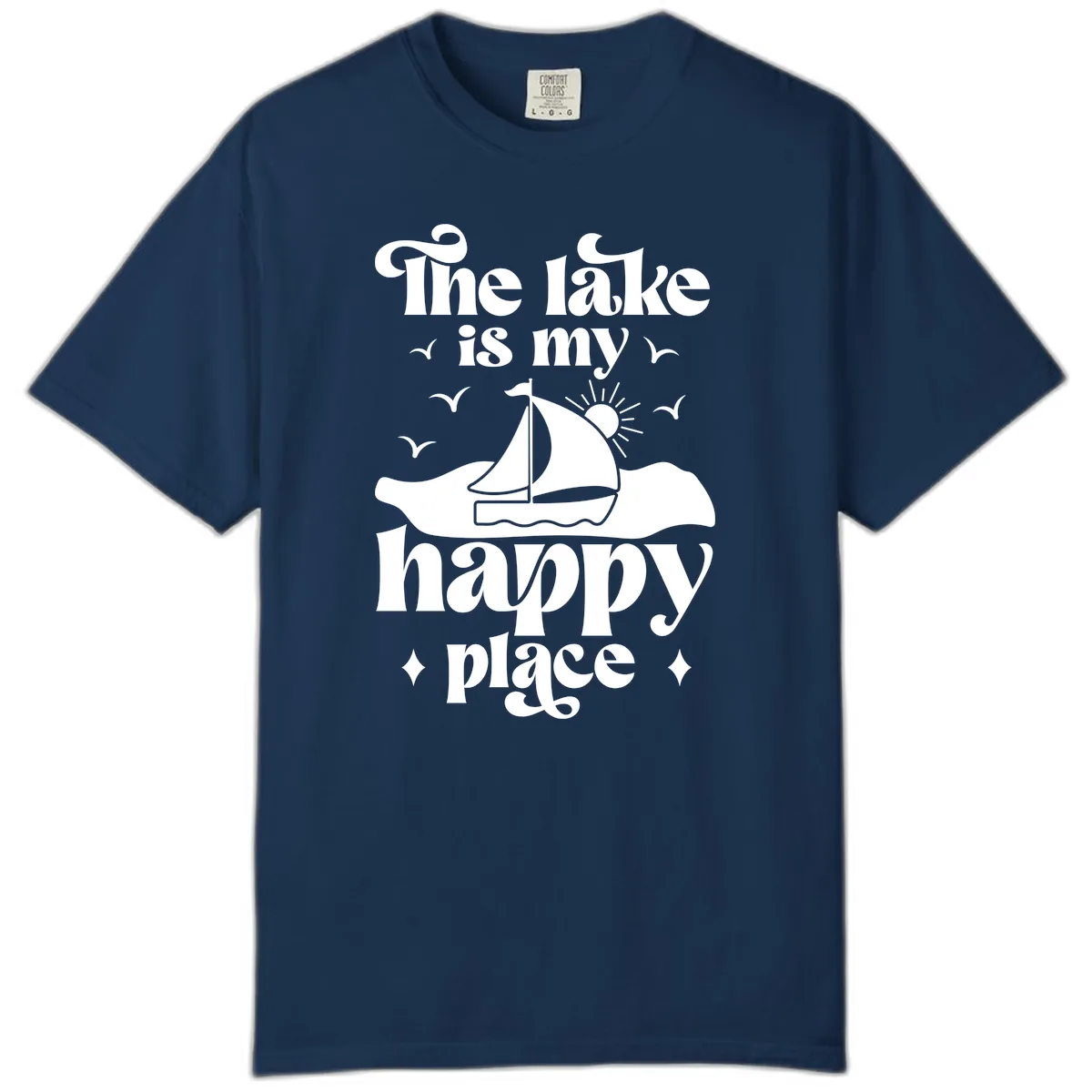 The Lake Is My Happy Place Comfort Color in Navy