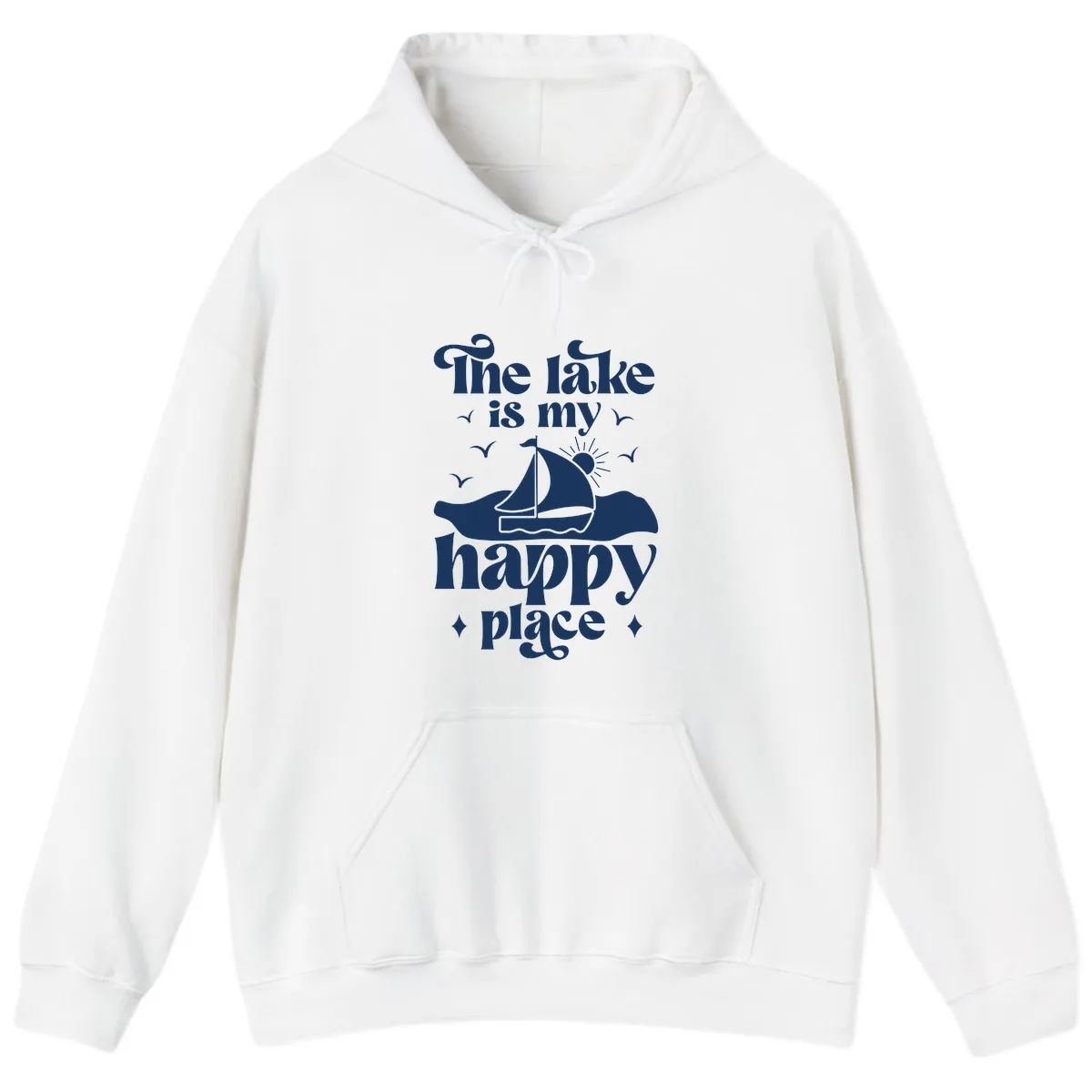 The Lake Is My Happy Place Hoodie in White