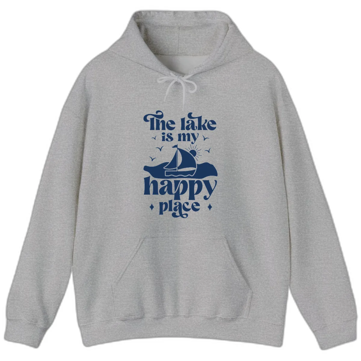 The Lake Is My Happy Place Hoodie in Sport Grey