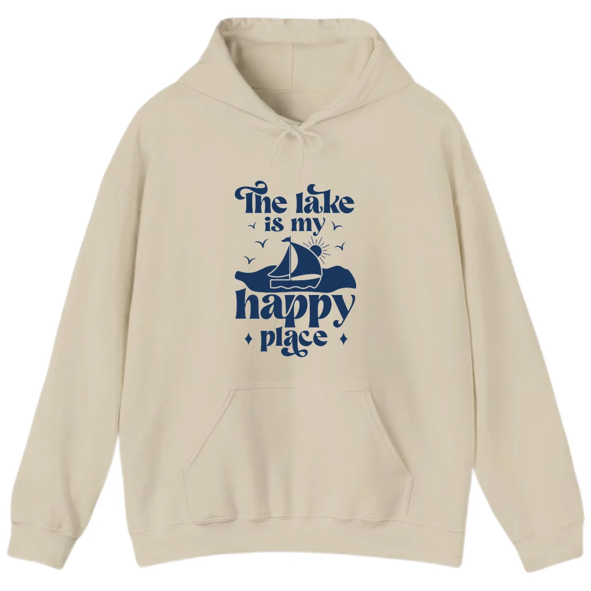 The Lake Is My Happy Place Hoodie in Sand