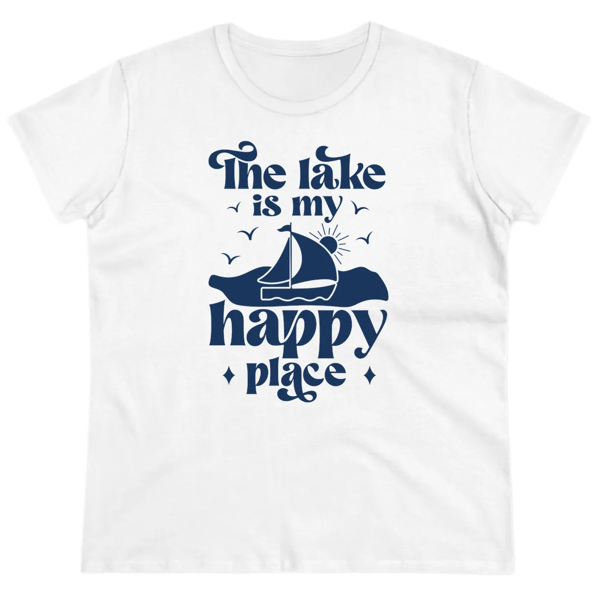 The Lake Is My Happy Place Ladies Tee in White