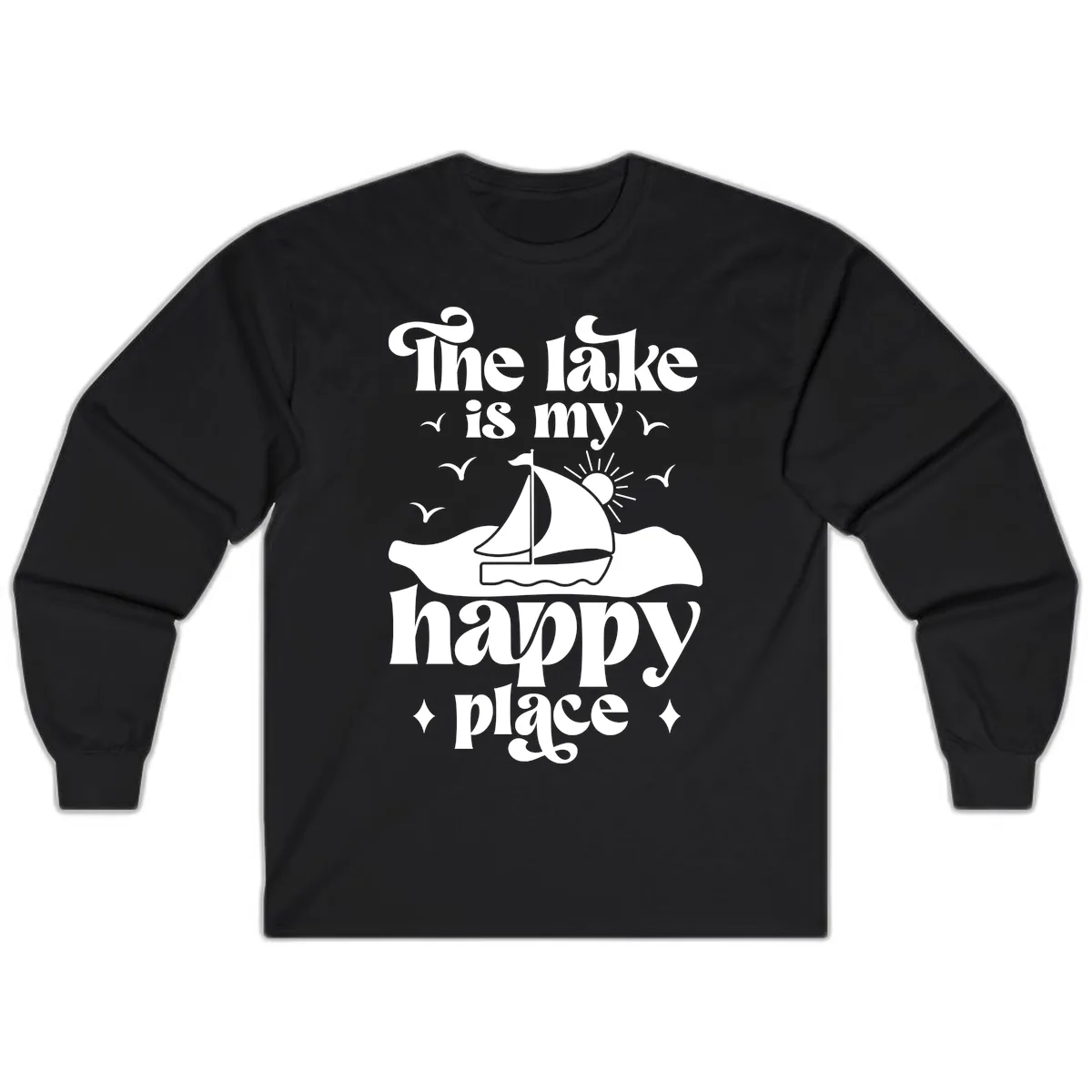 The Lake Is My Happy Place Long Sleeve in Black