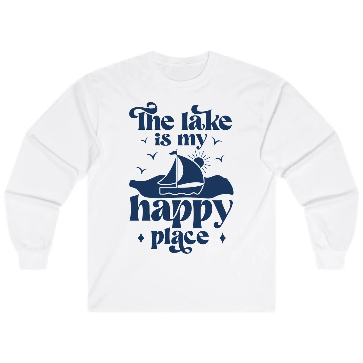 The Lake Is My Happy Place Long Sleeve in White