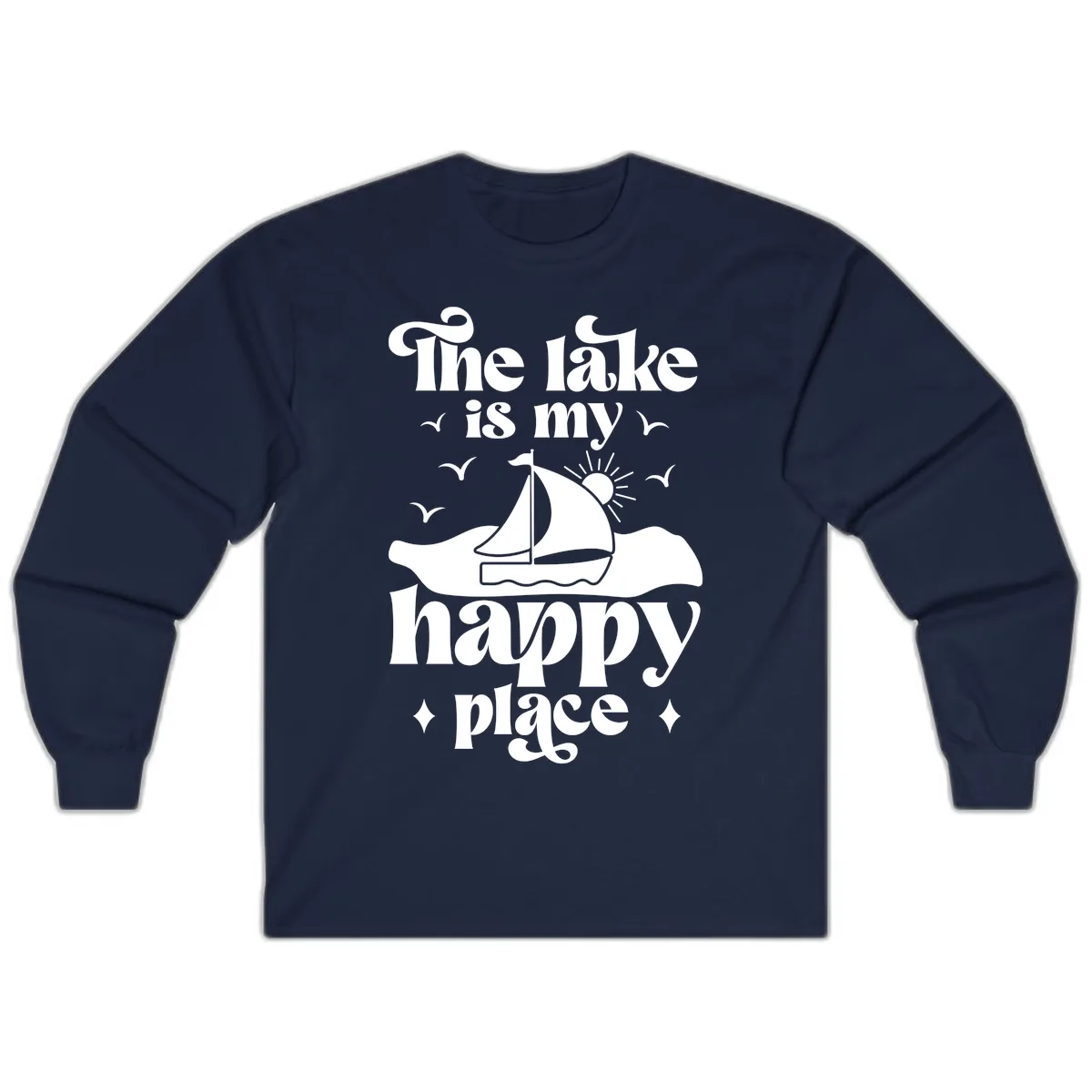 The Lake Is My Happy Place Long Sleeve in Navy