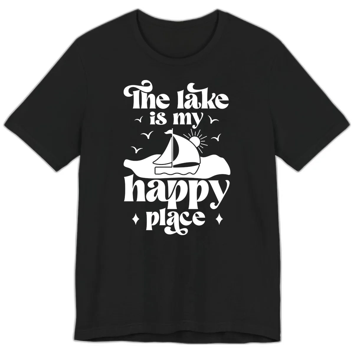 The Lake Is My Happy Place Premium T-Shirt in Black