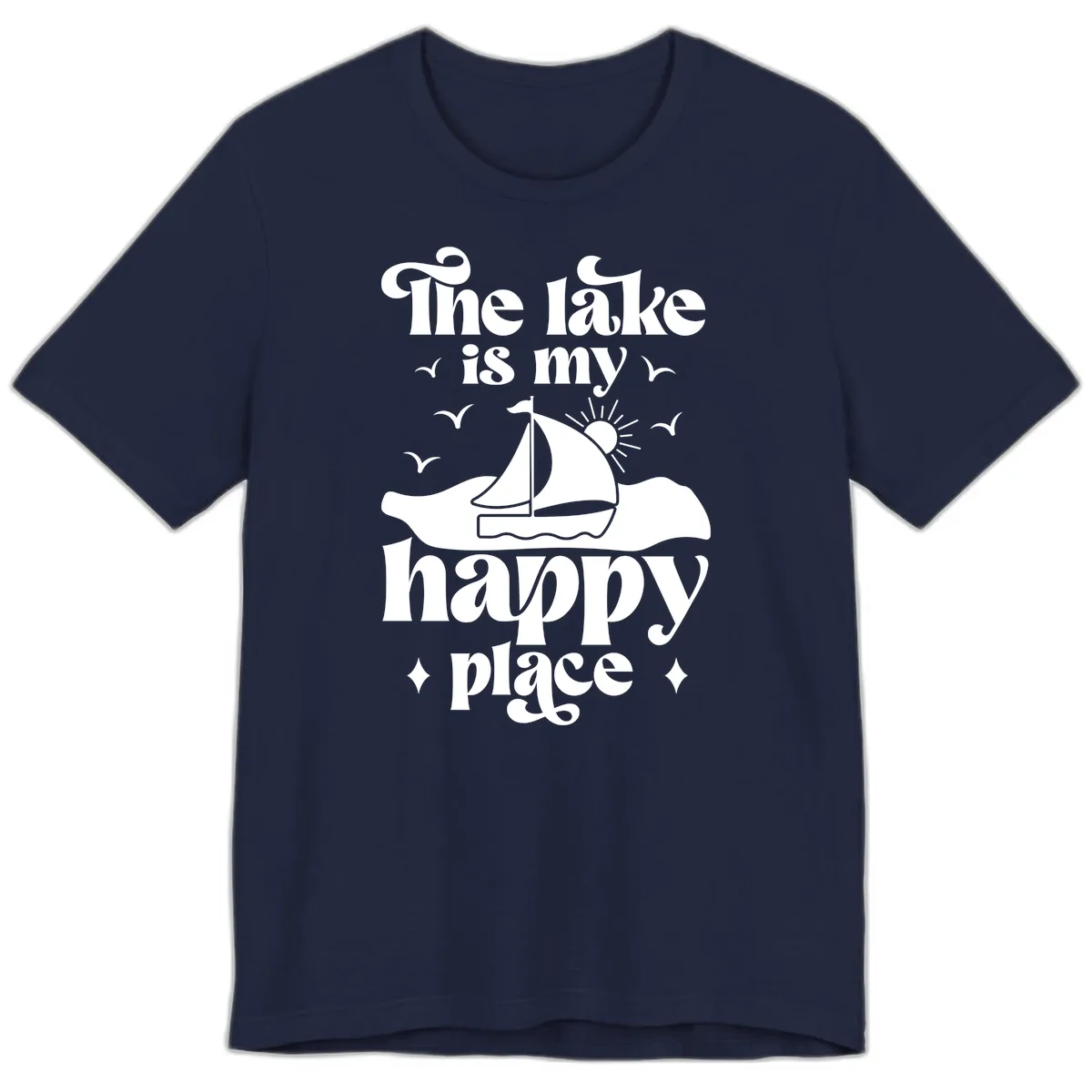 The Lake Is My Happy Place Premium T-Shirt in Navy