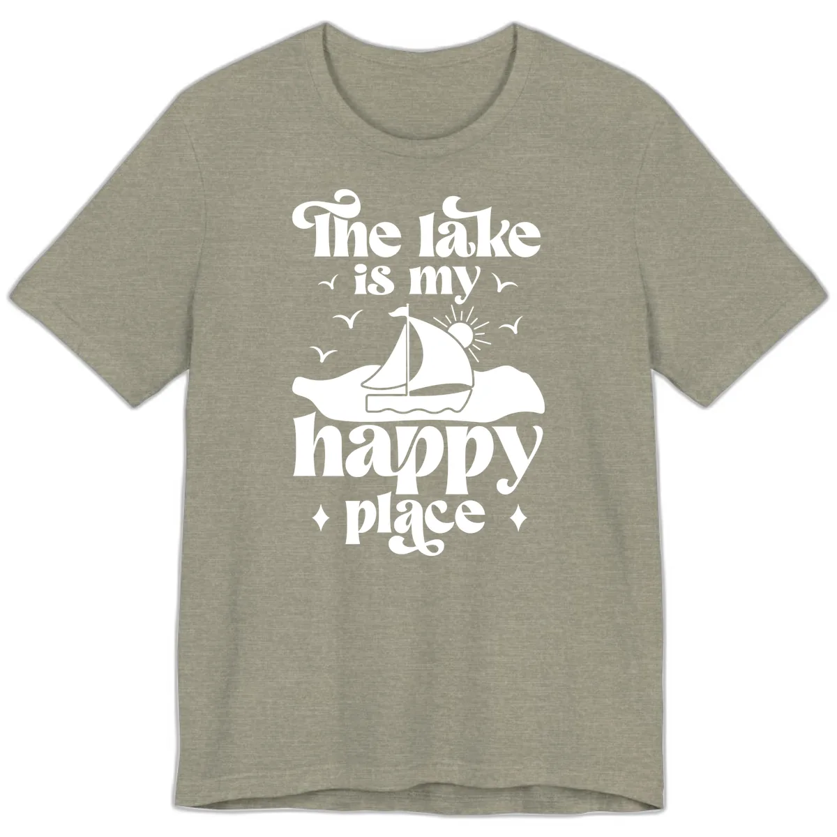 The Lake Is My Happy Place Premium T-Shirt in Heather Stone