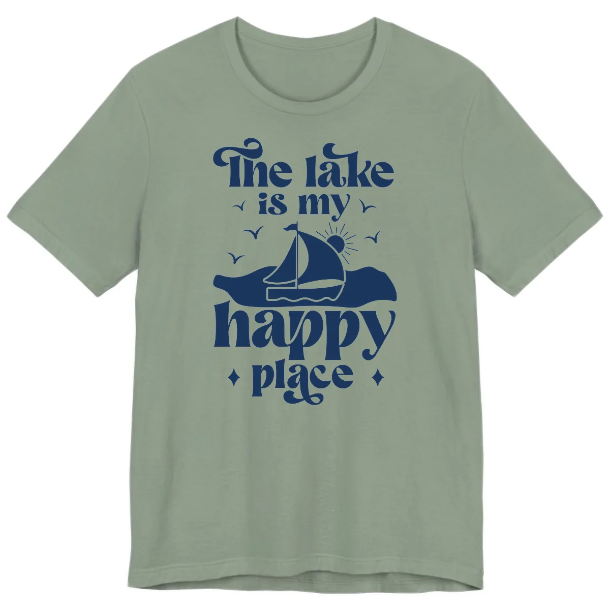 The Lake Is My Happy Place Premium T-Shirt in Sage