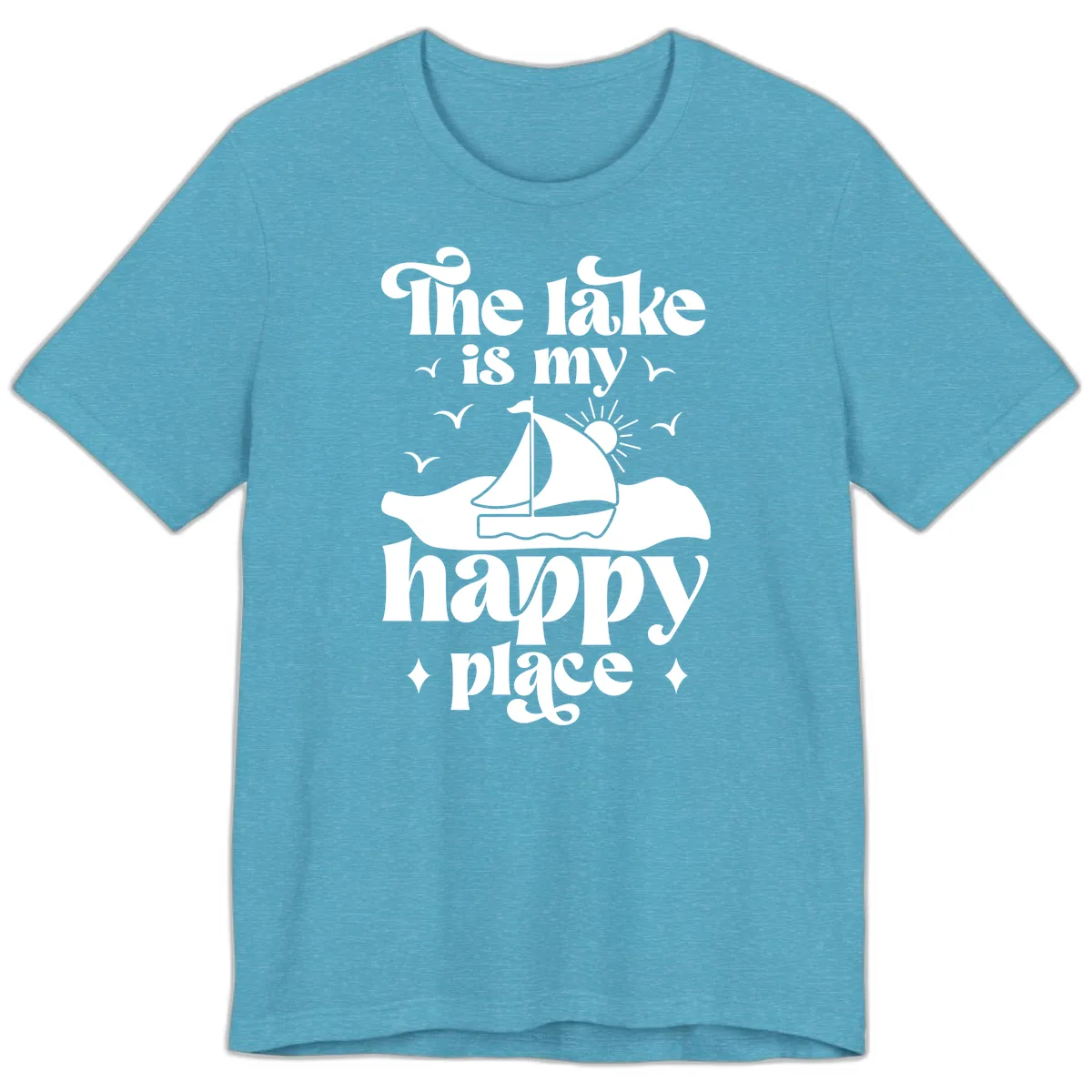 The Lake Is My Happy Place Premium T-Shirt in Heather Aqua