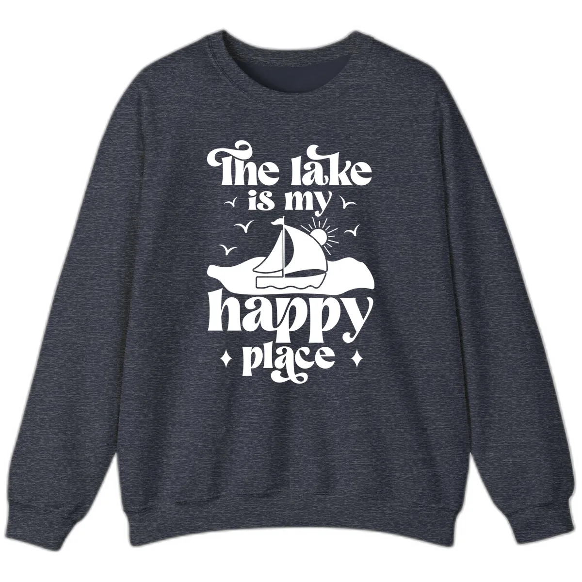 The Lake Is My Happy Place Sweatshirt in Heather Sport Dark Navy
