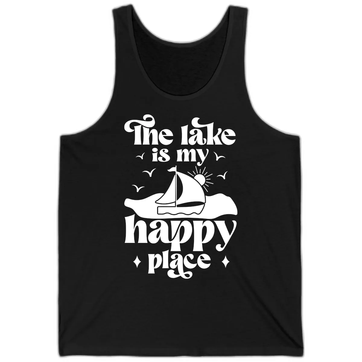 The Lake Is My Happy Place Tank in Black