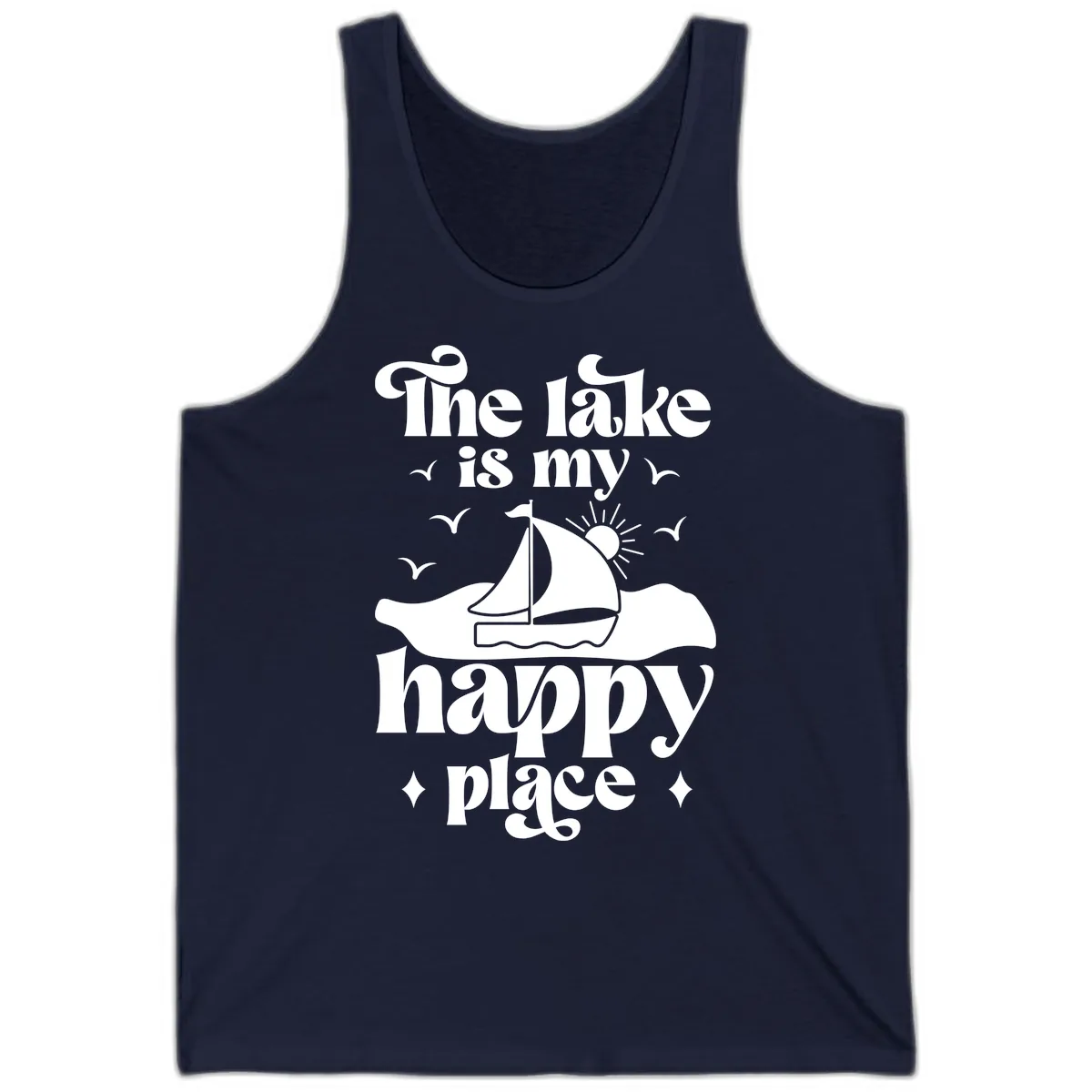 The Lake Is My Happy Place Tank in Navy