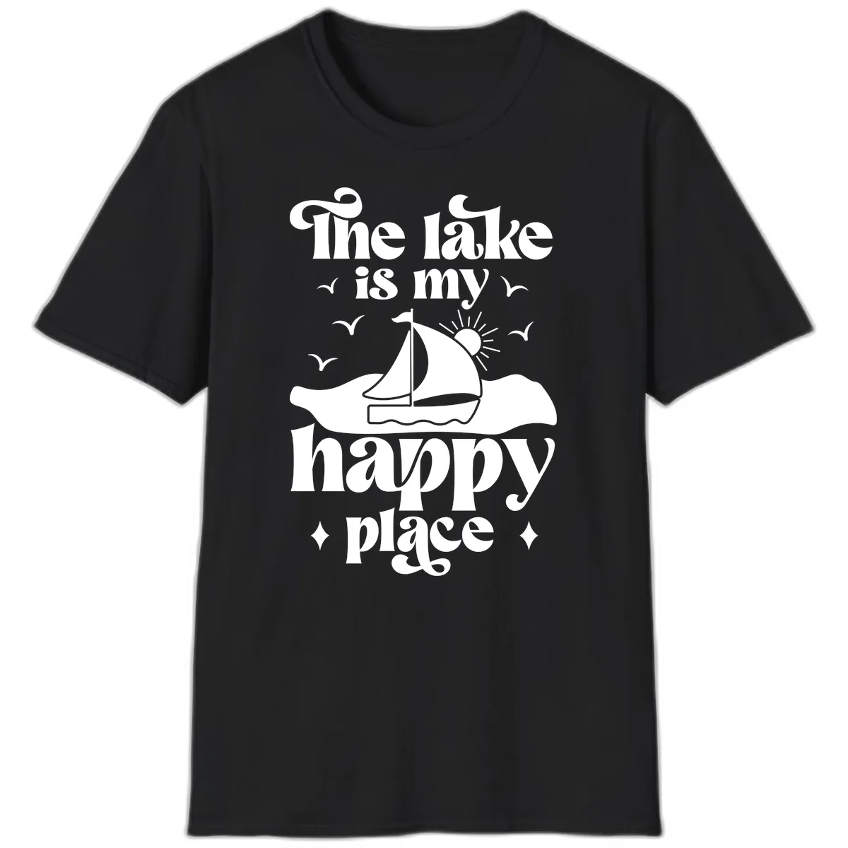 The Lake Is My Happy Place T-Shirt in Black
