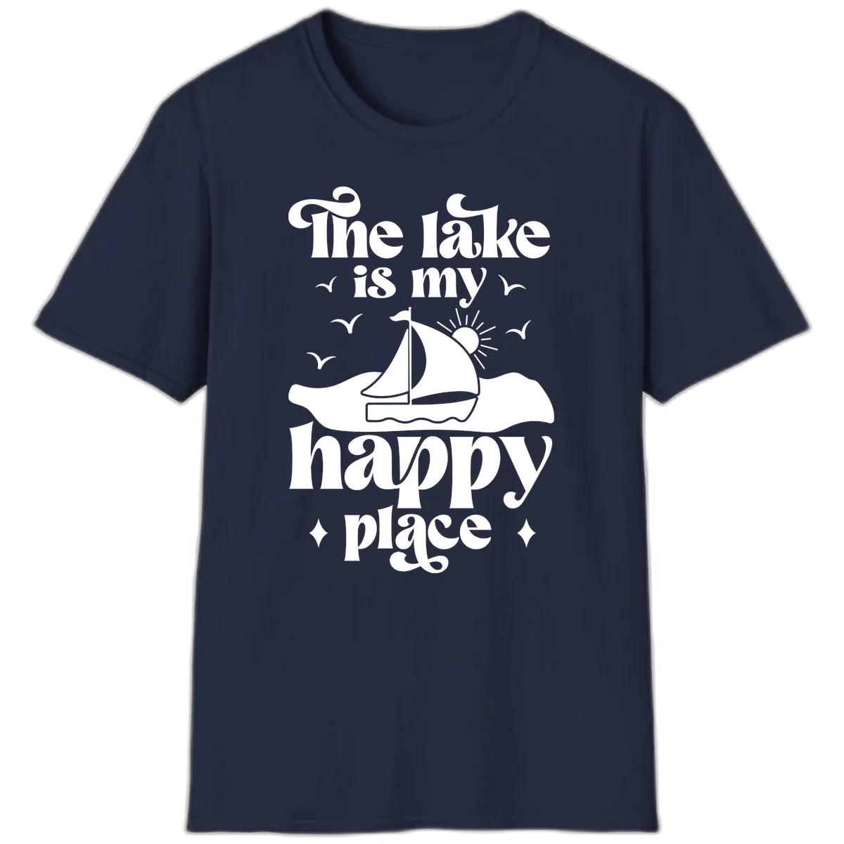The Lake Is My Happy Place T-Shirt in Navy